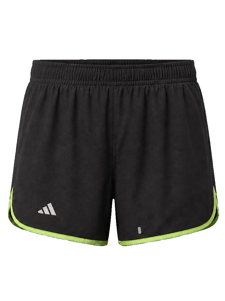 Black women's Adidas running shorts with lime piping